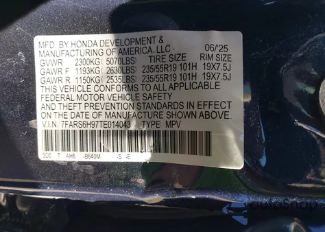 2026 Honda Cr-V Hybrid Awd Sport Touring from USA, damaged, VIN 7FARS6H97TE014043